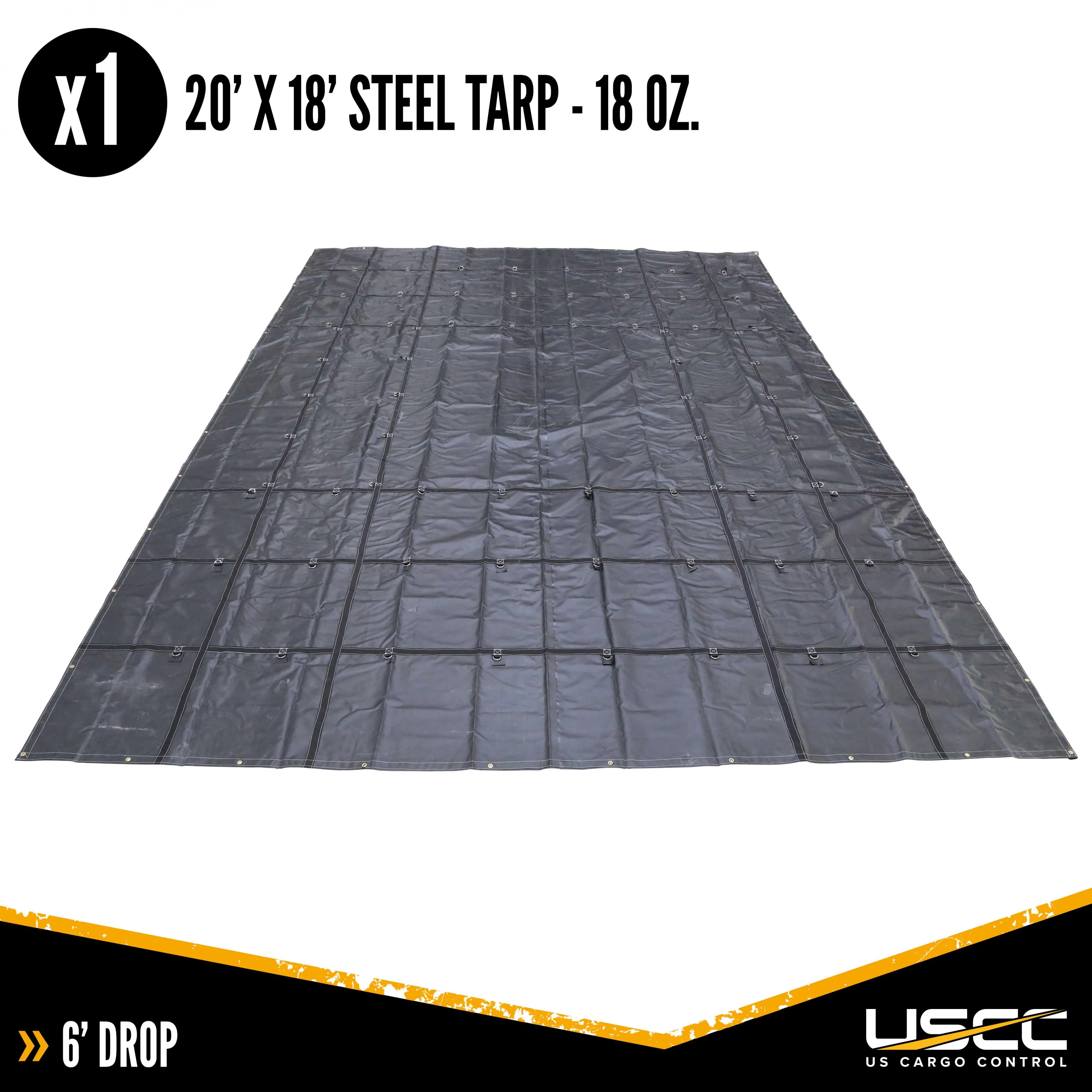 18 oz. 3 Piece Lumber Tarp - 20' x 18' (6' Drop) for all 3 pieces - Black