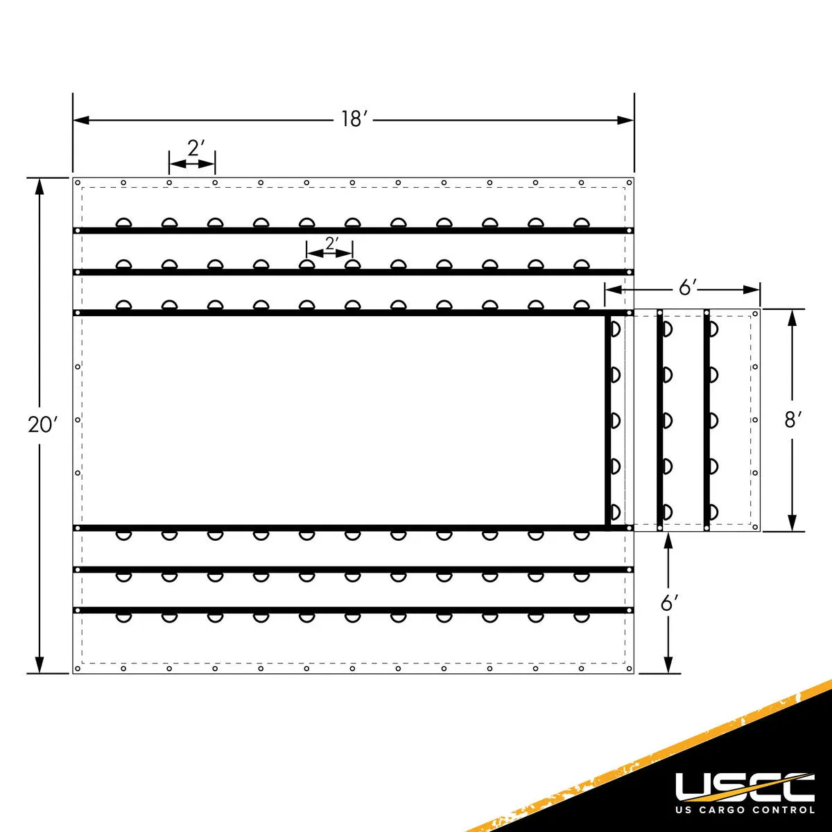 18 oz. 3 Piece Lumber Tarp - 20' x 18' (6' Drop) for all 3 pieces - Black