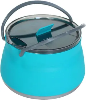 1L Collapsible Camping Kettle, Portable Travel Kettle Folding Silicone Camping Cook Pot Foldable Compact Hiking Water Boiler and Warmer,Blue