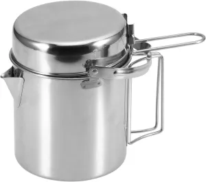 1L Stainless Steel Cooking Kettle Portable Outdoor Camping Backpacking Pot with Foldable Handle