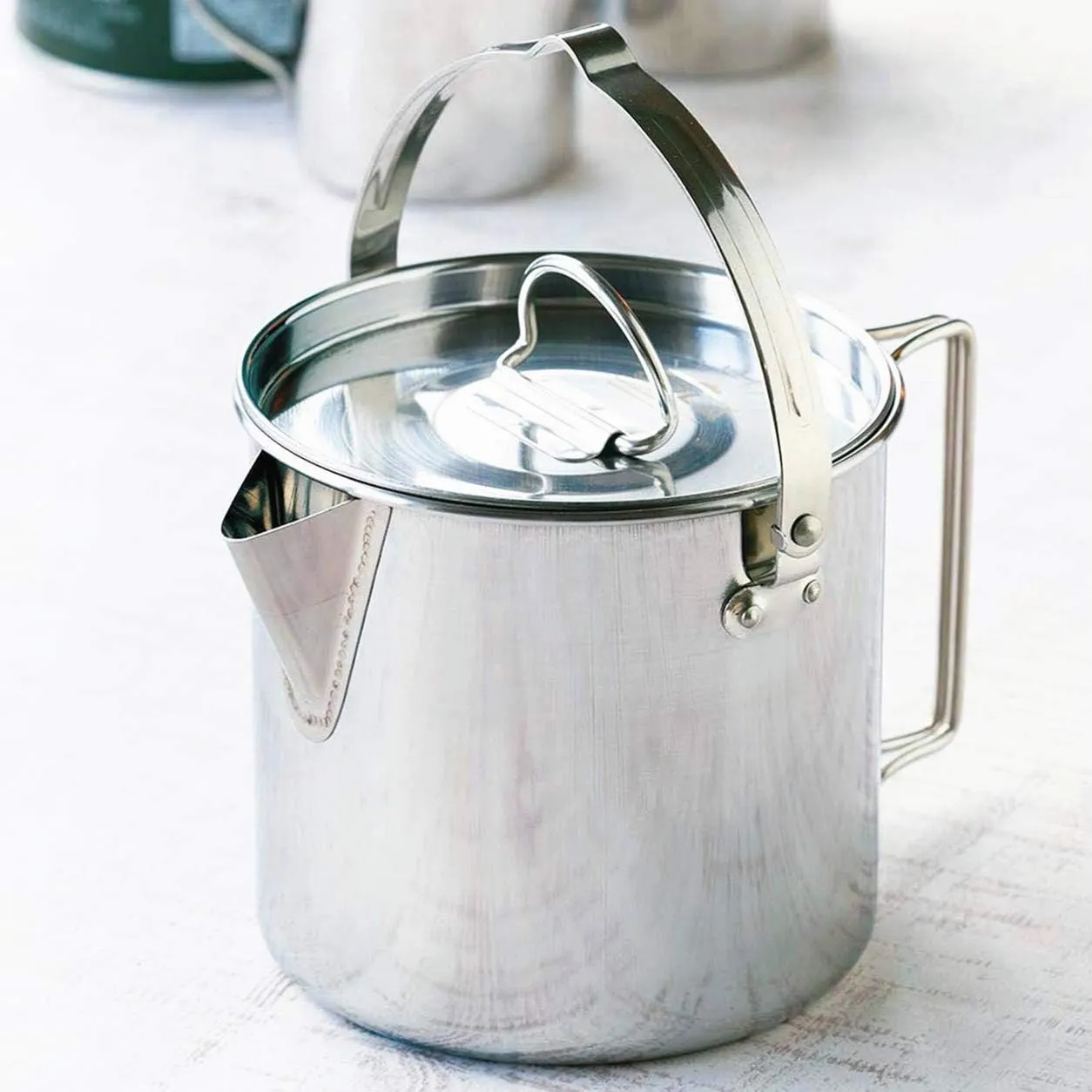 1Pc 1 Camping Kettle or 5Pcs 1 Camping Kettle 2 Cups 2 Bowls Stainless Steel Outdoor Cooking Kettle 1.2L Lightweight Compact Camping Pot Teakettle Hiking Backpacking Picnic