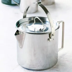 1Pc 1 Camping Kettle or 5Pcs 1 Camping Kettle 2 Cups 2 Bowls Stainless Steel Outdoor Cooking Kettle 1.2L Lightweight Compact Camping Pot Teakettle Hiking Backpacking Picnic