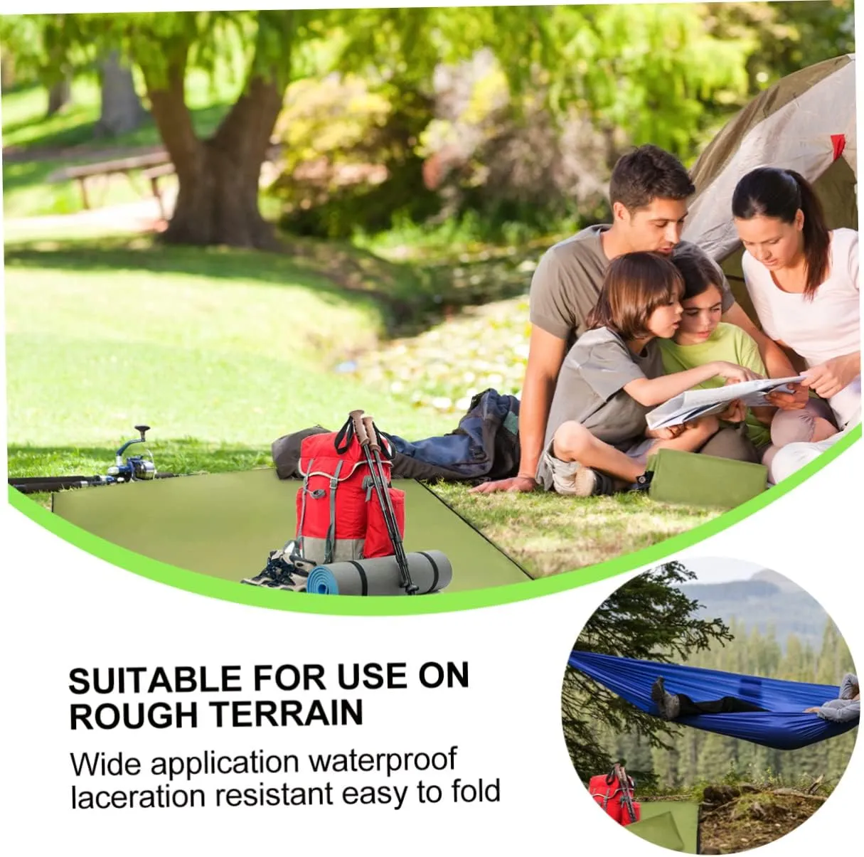 1pc Oxford Cloth Camping Mat Portable Outdoor Blanket for Beach Hiking Picnic Uv Multi-Functional Ground Mat Army Green