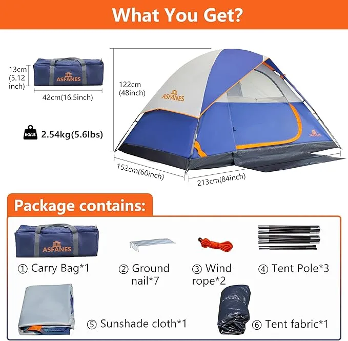 2-12 Person Tents for Camping Waterproof, Backpack Double Layer Camping Tents, Perfect Picnics, Fishing and Backyard Camping