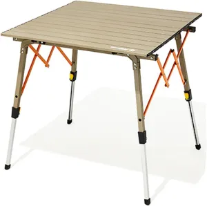 2-6 People Stretchable Camping Table, Roll-Up Lightweight Picnic Table with Aluminum Tabletop & Carrying Bag, Portable Outdoor Folding Table for Hiking, Backpacking & Fishing(Woodgrain,Style