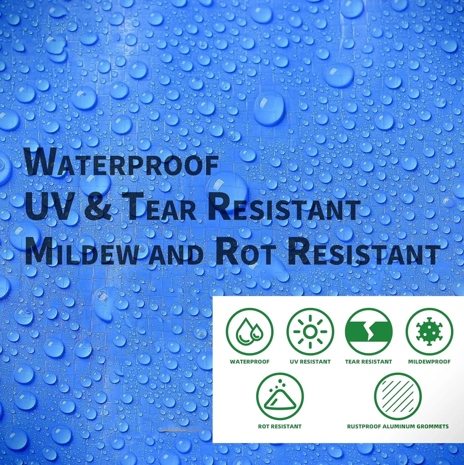 2 in a Pack, 8x10 Feet, 5 Mil Thick, Cheap Blue Taditus Poly Tarps, Budget-Friendly, Waterproof Multipurpose Protective Cover for Home, Boat, Car, Camping