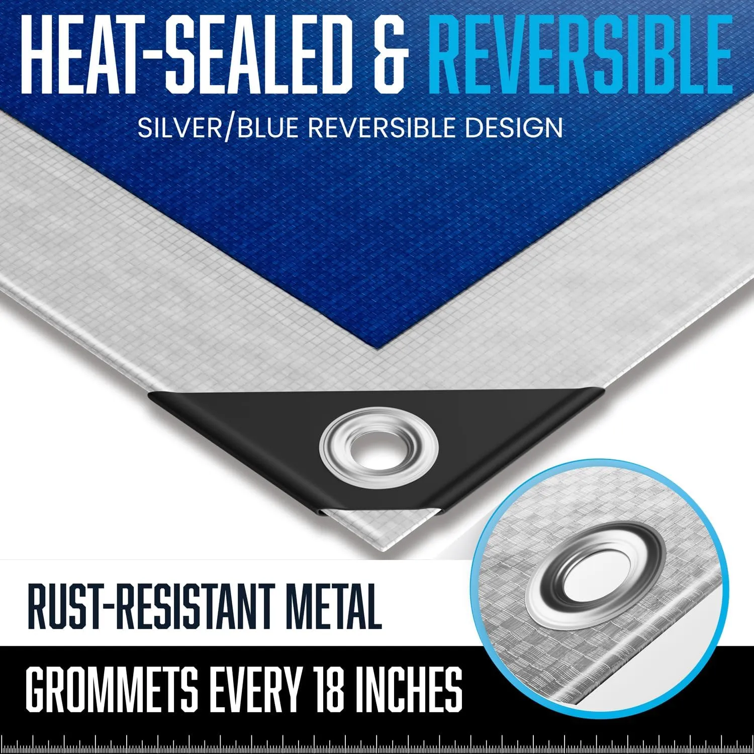 (2 Pack) 8x10 Tarps, Waterproof Plastic Poly 5.5 Mil Thick Tarpaulin with Metal Grommets Every 18 inches - Emergency Rain Shelter, Outdoor Cover and Camping Use - (Reversible, Blue and Silver)