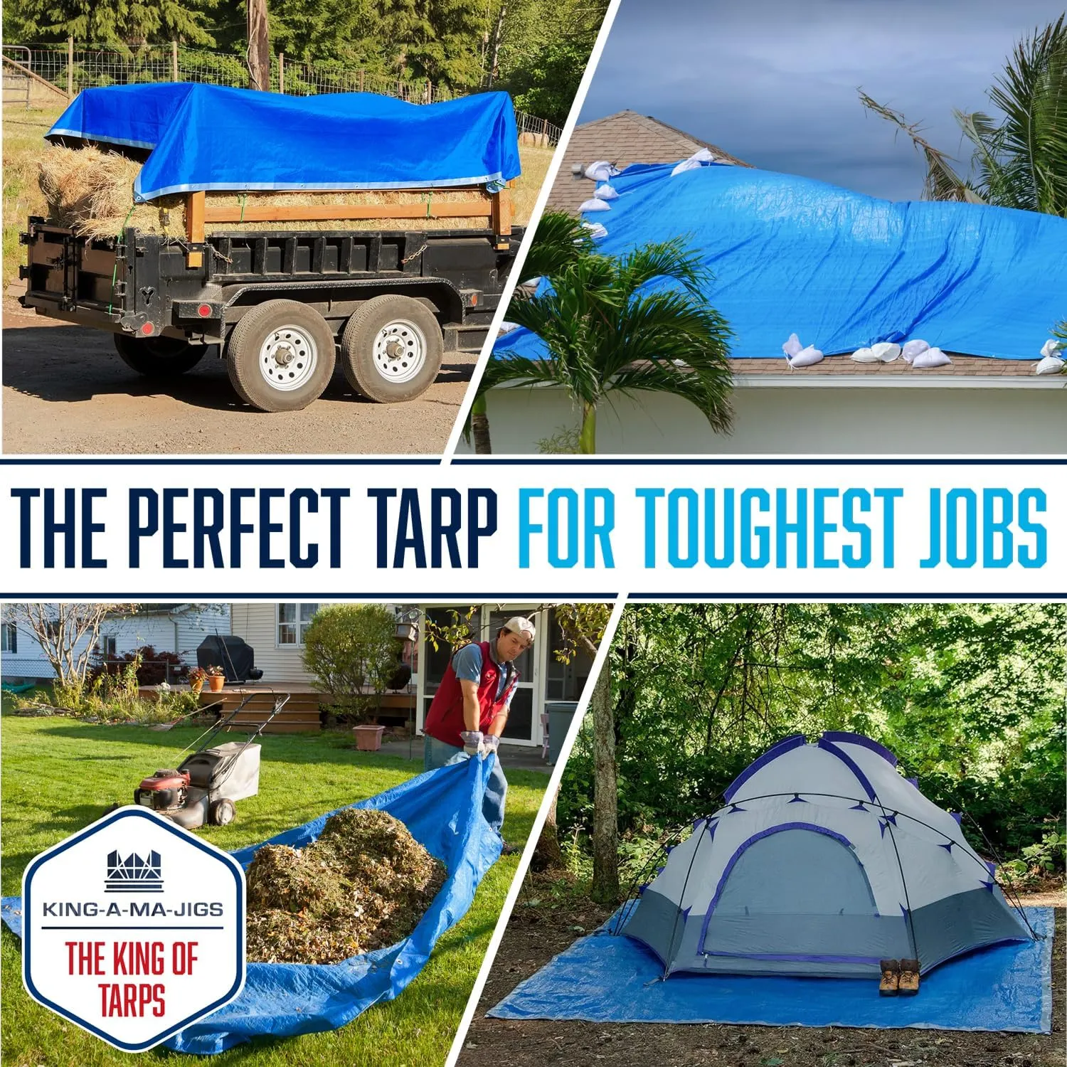 (2 Pack) 8x10 Tarps, Waterproof Plastic Poly 5.5 Mil Thick Tarpaulin with Metal Grommets Every 18 inches - Emergency Rain Shelter, Outdoor Cover and Camping Use - (Reversible, Blue and Silver)
