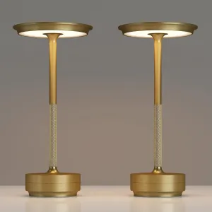 2 Pack Rechargeable Cordless Table Lamps, Portable 5000mAh Battery Table Light, 3 Color Stepless Dimming LED Table Light with Memory Function, for Outdoor/Dinner/Patio/Restaurant.(Gold)