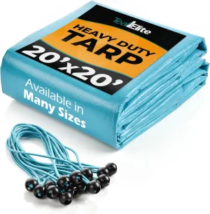 20' x 20' Heavy Duty Tarp   15 Bungee Cords Bundle