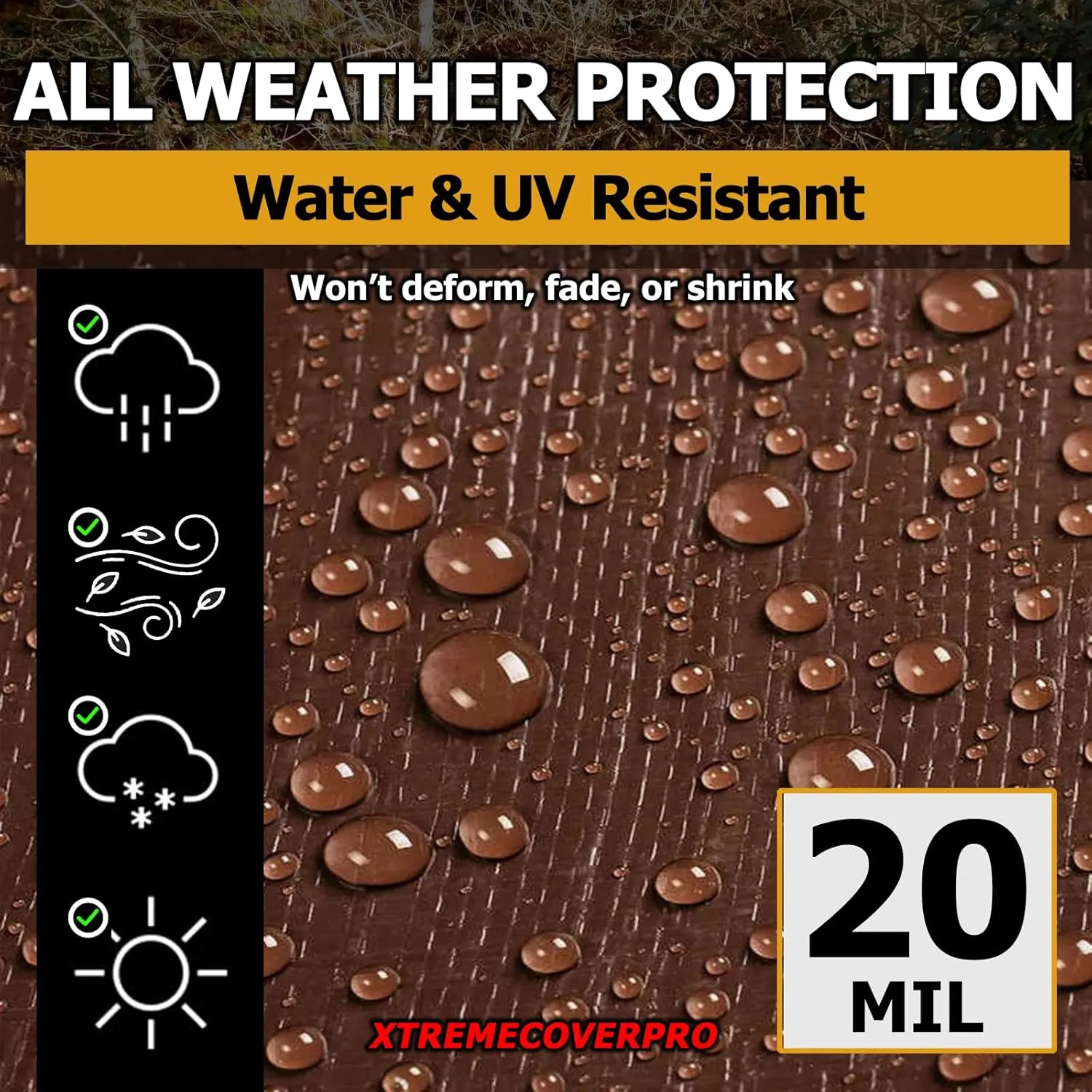 20' x 40' Brown Super Ultra Heavy-Duty Tarp – 20 Mil Waterproof & UV-Resistant 20x40 - Large Outdoor Tarp, Waterproof Cover for Rain Camping, Tent, UV Protection, Reinforced Corners