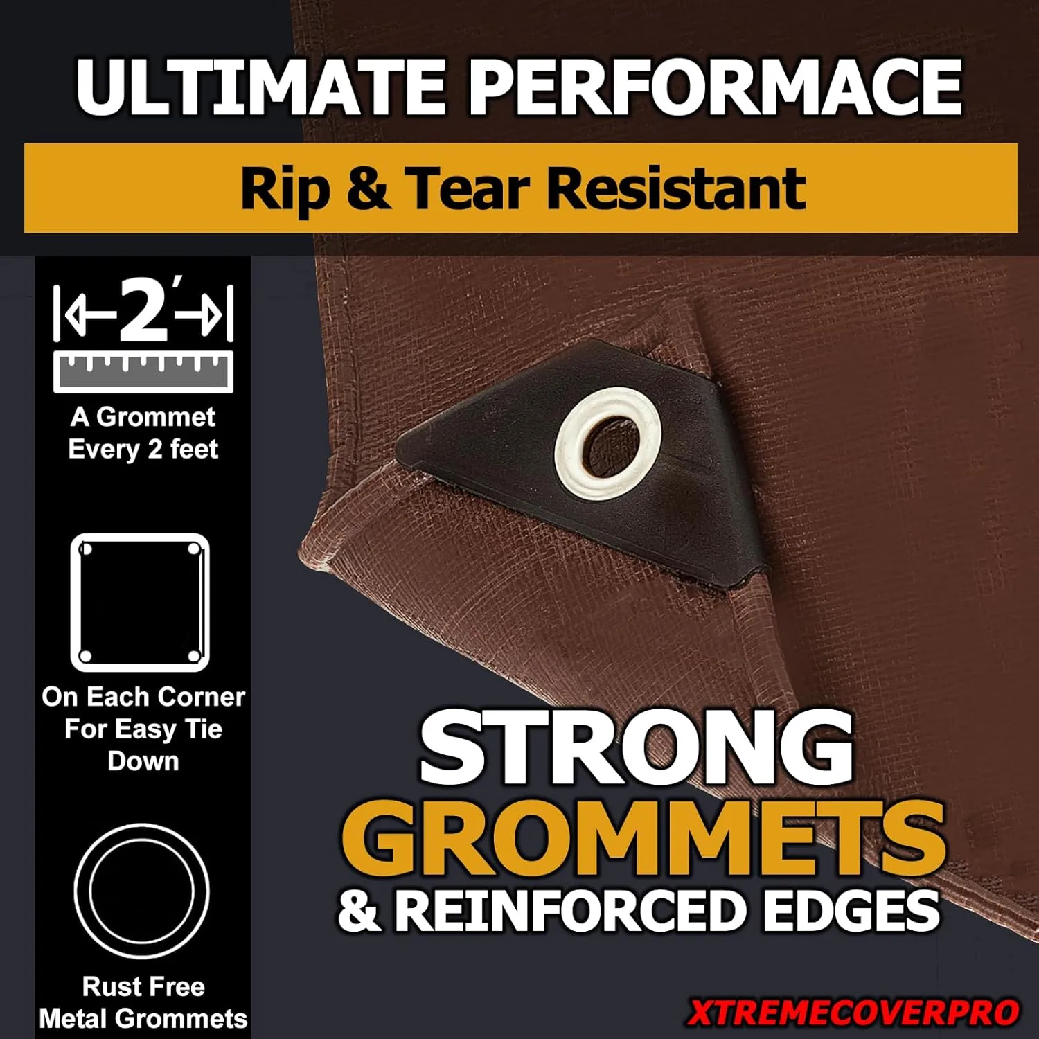 20' x 40' Brown Super Ultra Heavy-Duty Tarp – 20 Mil Waterproof & UV-Resistant 20x40 - Large Outdoor Tarp, Waterproof Cover for Rain Camping, Tent, UV Protection, Reinforced Corners