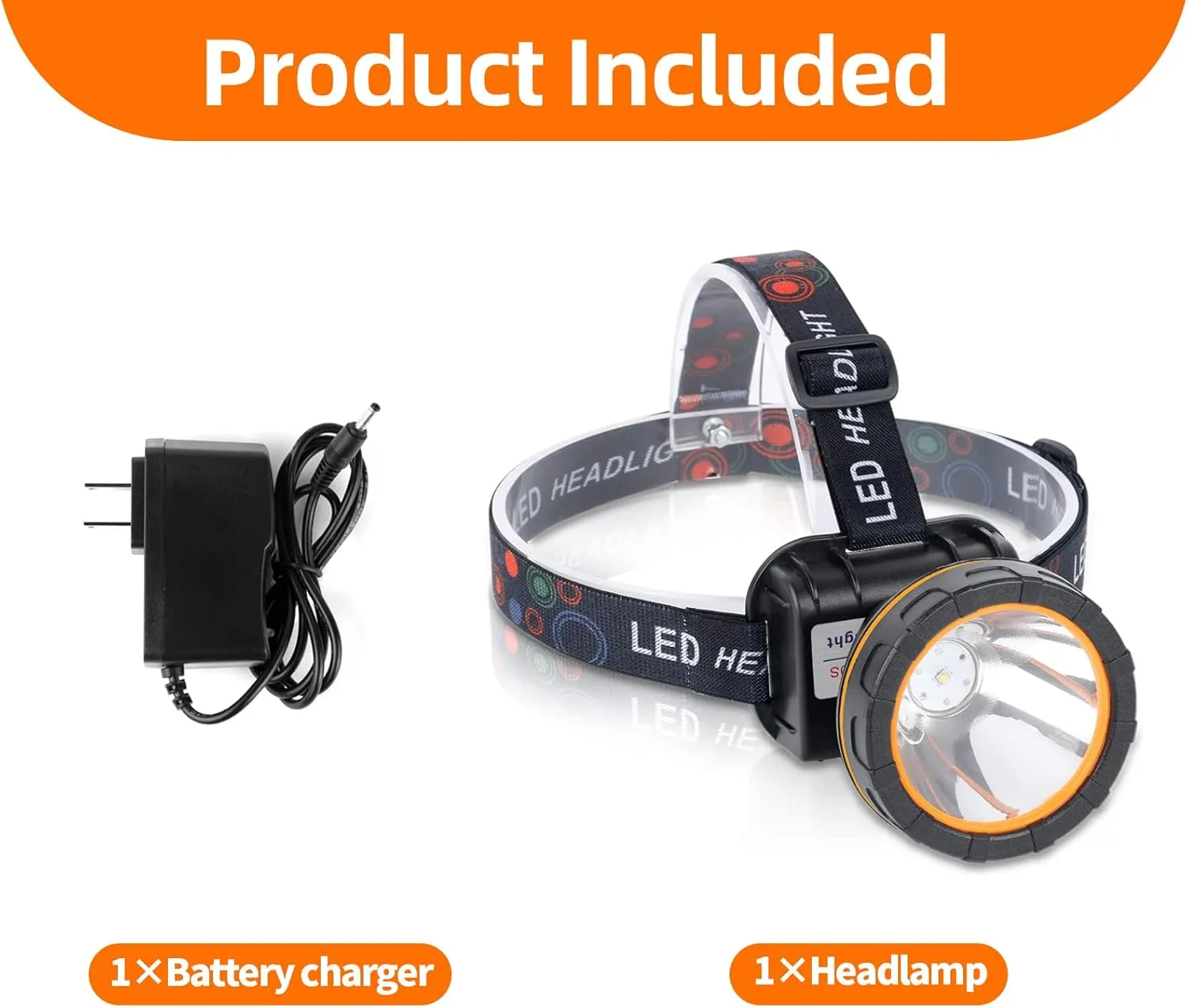 20W LED Headlamp Waterproof Headlight,Superbright Rechargeable Head Lamps with 2 Modes Mining Headlight Flashlight Torch for Hunting Camping Fishing Outdoor (White Light)
