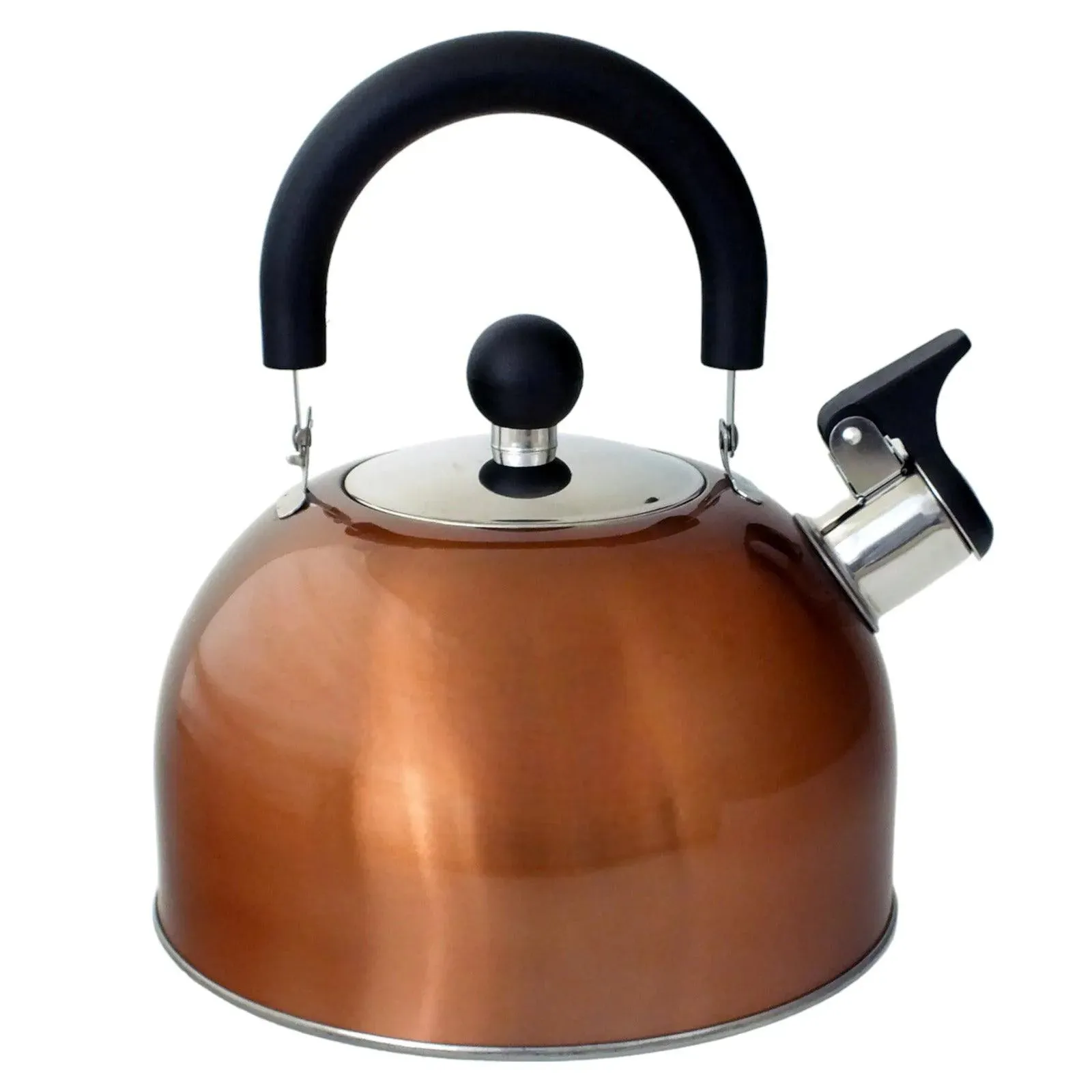 2.5 Litre Stainless Steel Stovetop Whistling Kettle with Metallic Copper Finish