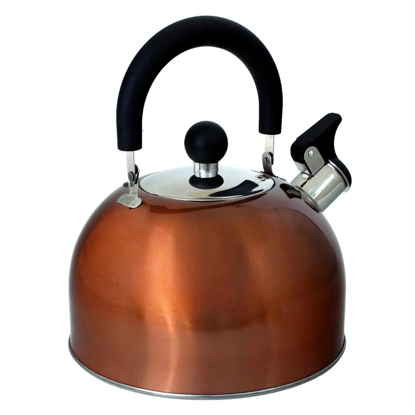 2.5 Litre Stainless Steel Stovetop Whistling Kettle with Metallic Copper Finish