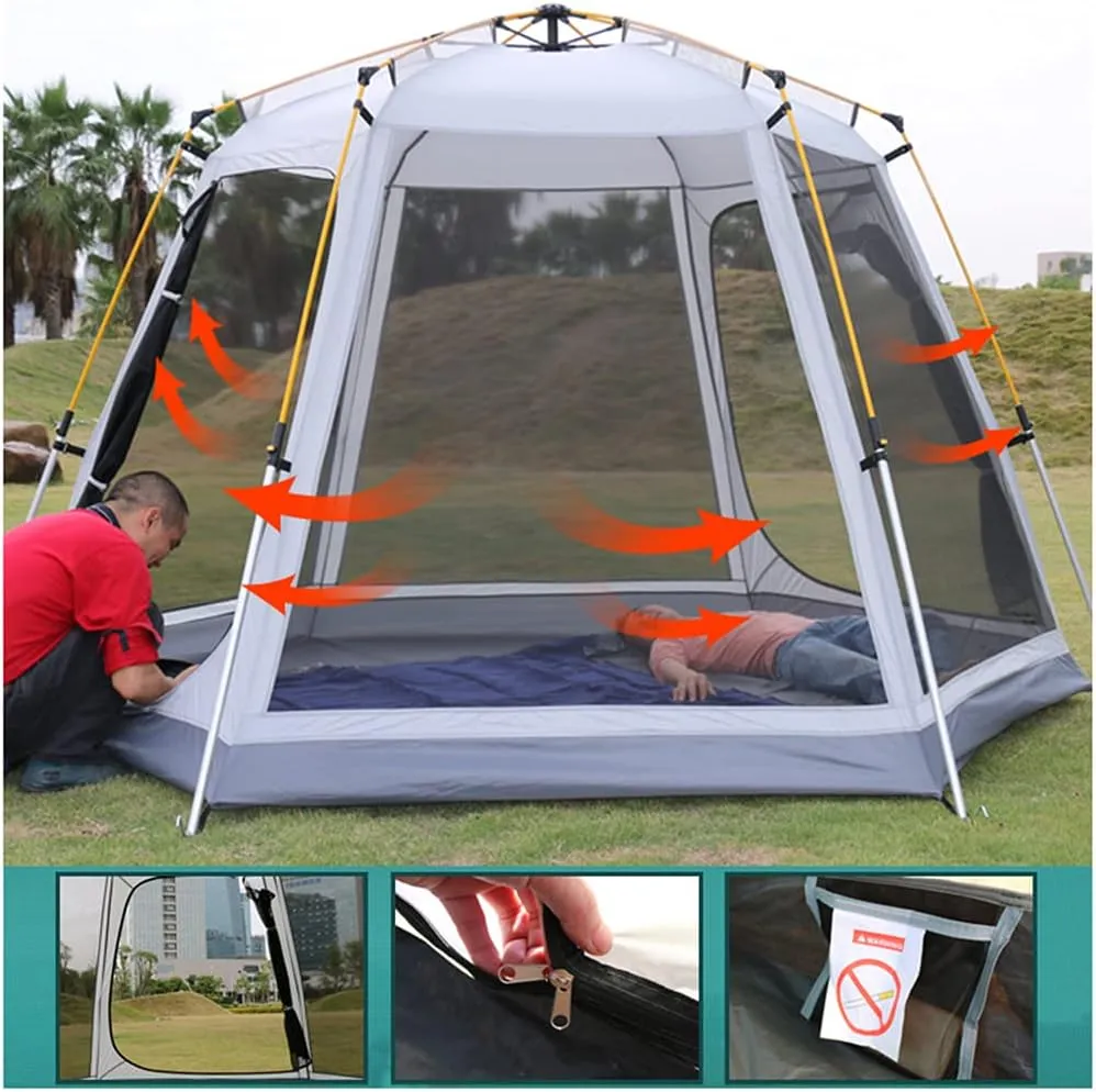 3-4 Person Automatic Camping Tent Hydraulic Instant Tent Waterproof Windproof Easy Setup Two Doors Hiking Tent for Camping Outdoor Mountaineering Travel