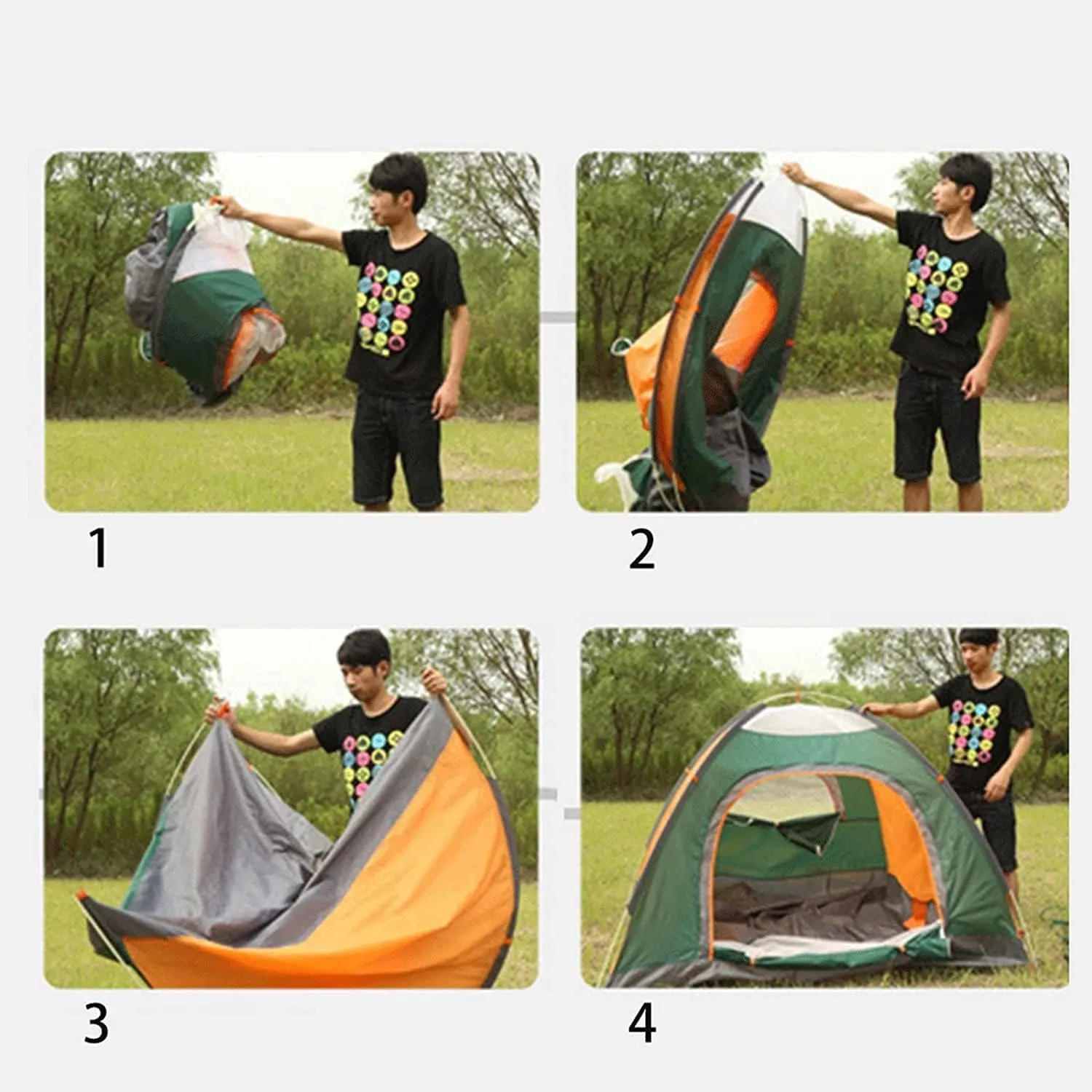 3-4 Person Automatic Family Camping Tent Camping Hiking Tipi Tent Easy to Set Up Waterproof Quick Folding for Beach Garden Camping Fishing Picnic (Color : A, Size : 34 Person)