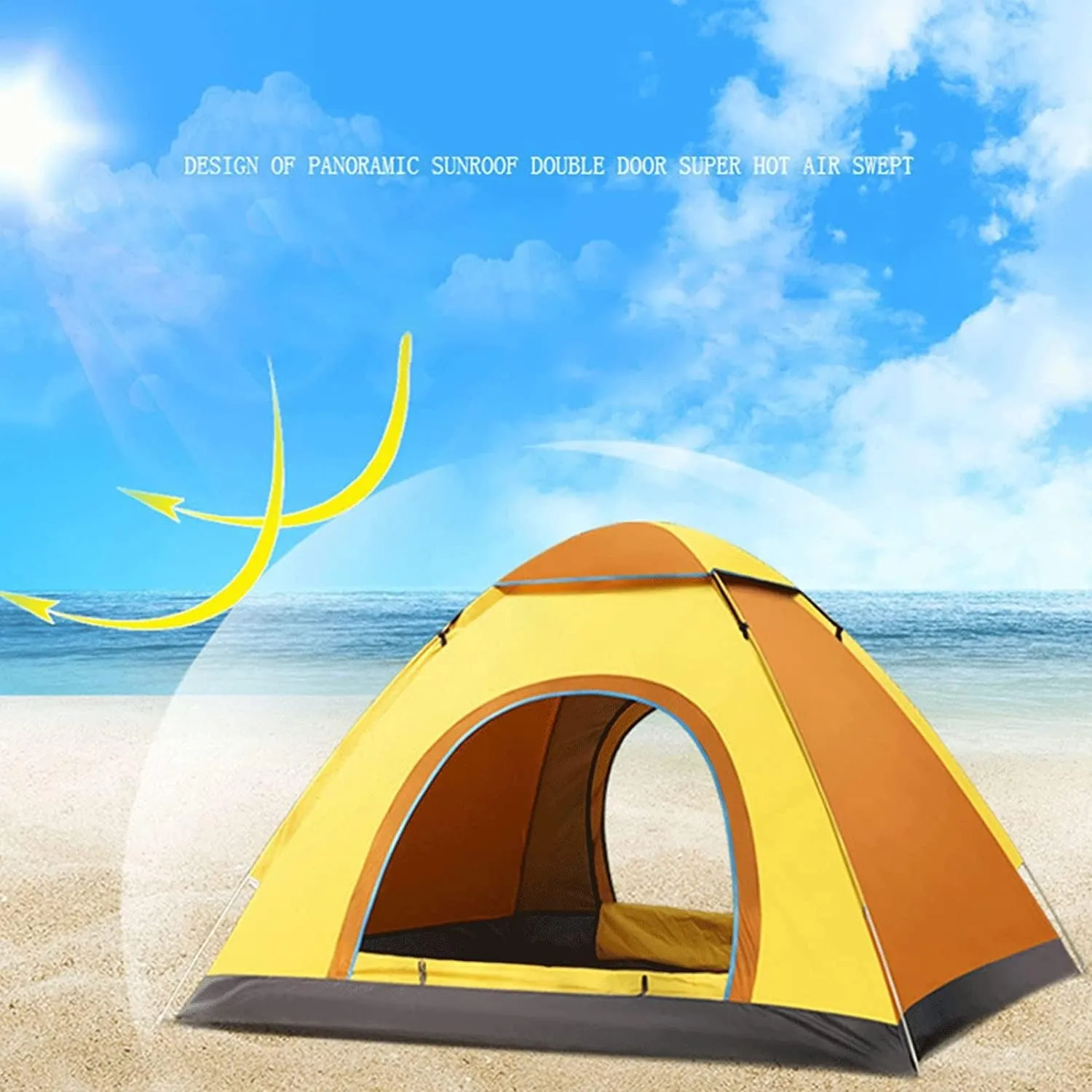 3-4 Person Automatic Family Camping Tent Camping Hiking Tipi Tent Easy to Set Up Waterproof Quick Folding for Beach Garden Camping Fishing Picnic (Color : A, Size : 34 Person)