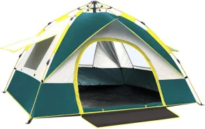 3-4 Person Hydraulic Automatic Tent, Outdoor Camping Rainproof Tent, Camping Double-Layer Tent, Sun-Proof and Breathable, for Outdoor Camping,Blue