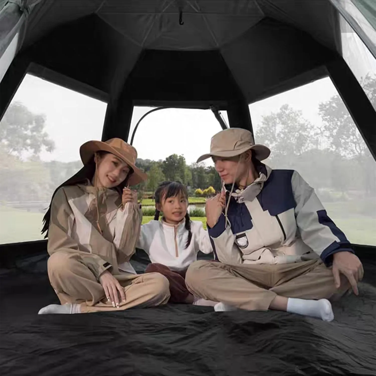 3-5 Person Pop Up Tent,Camping Instant Tent,Water Resistant Dome Tent,Double Layer,Professional Camping Tent for Outdoor Hiking,Mountaineering,Survival(Off White)