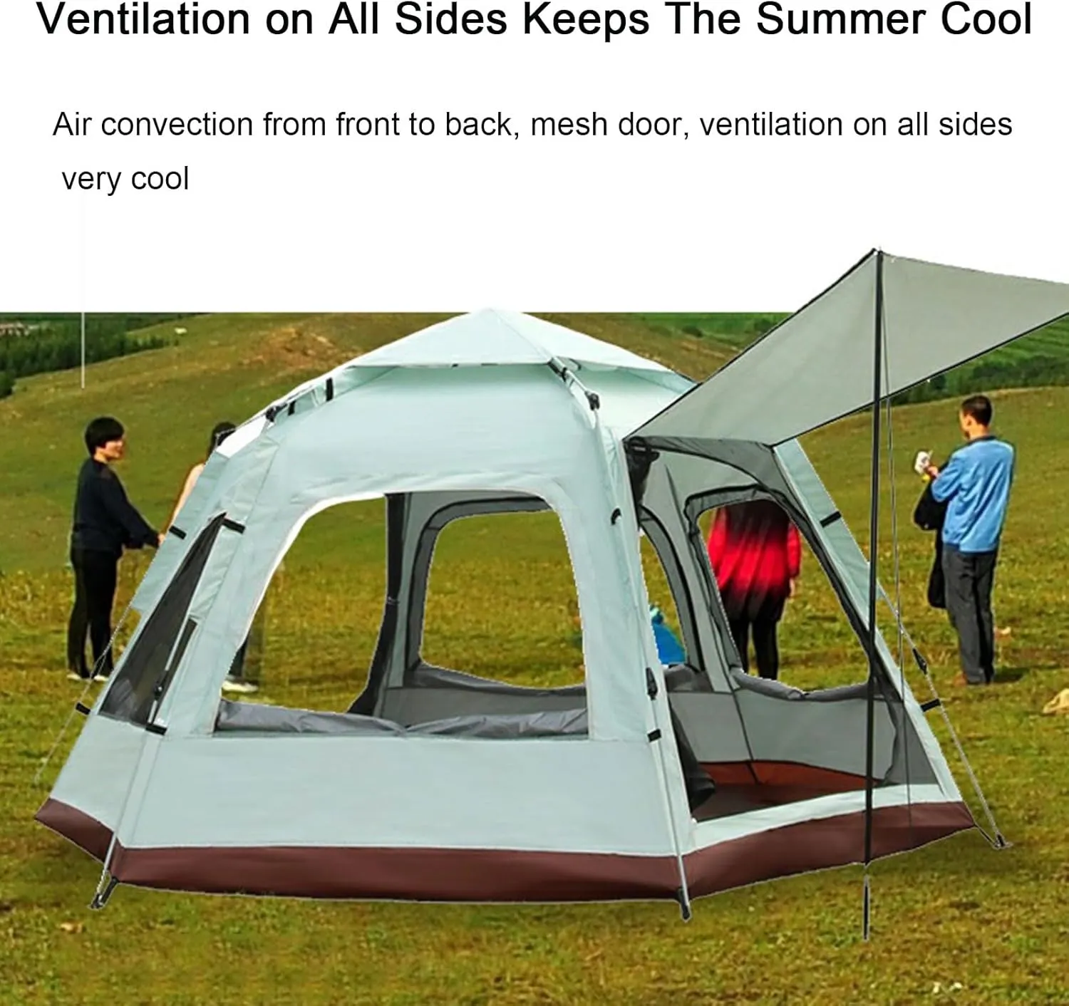 3-5 Person Tents for Camping, Instant Pop-Up Family Tent with Vestibule & Mesh Windows, Portable Lightweight Cabin Tent for Beach, Garden, Camping, Fishing, Picnic