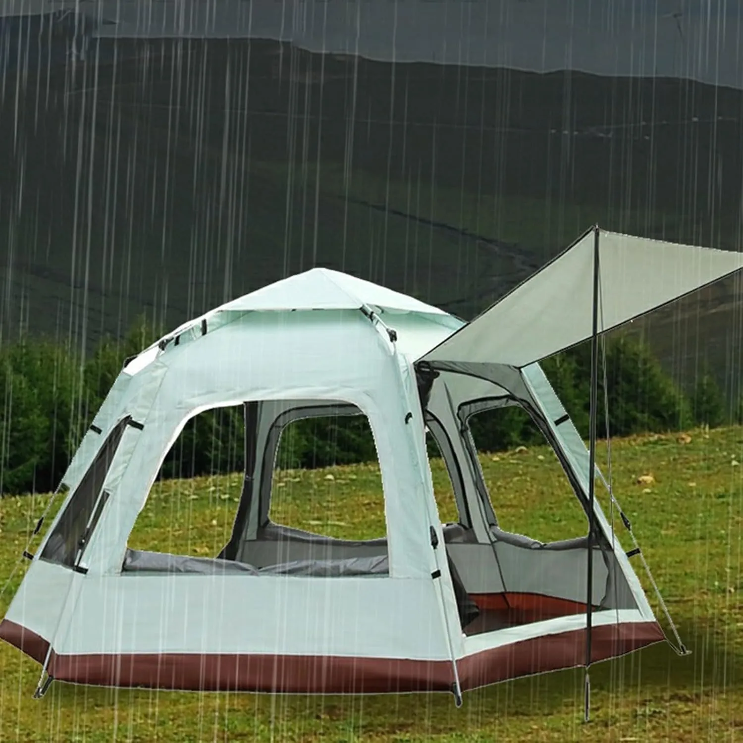 3-5 Person Tents for Camping, Instant Pop-Up Family Tent with Vestibule & Mesh Windows, Portable Lightweight Cabin Tent for Beach, Garden, Camping, Fishing, Picnic