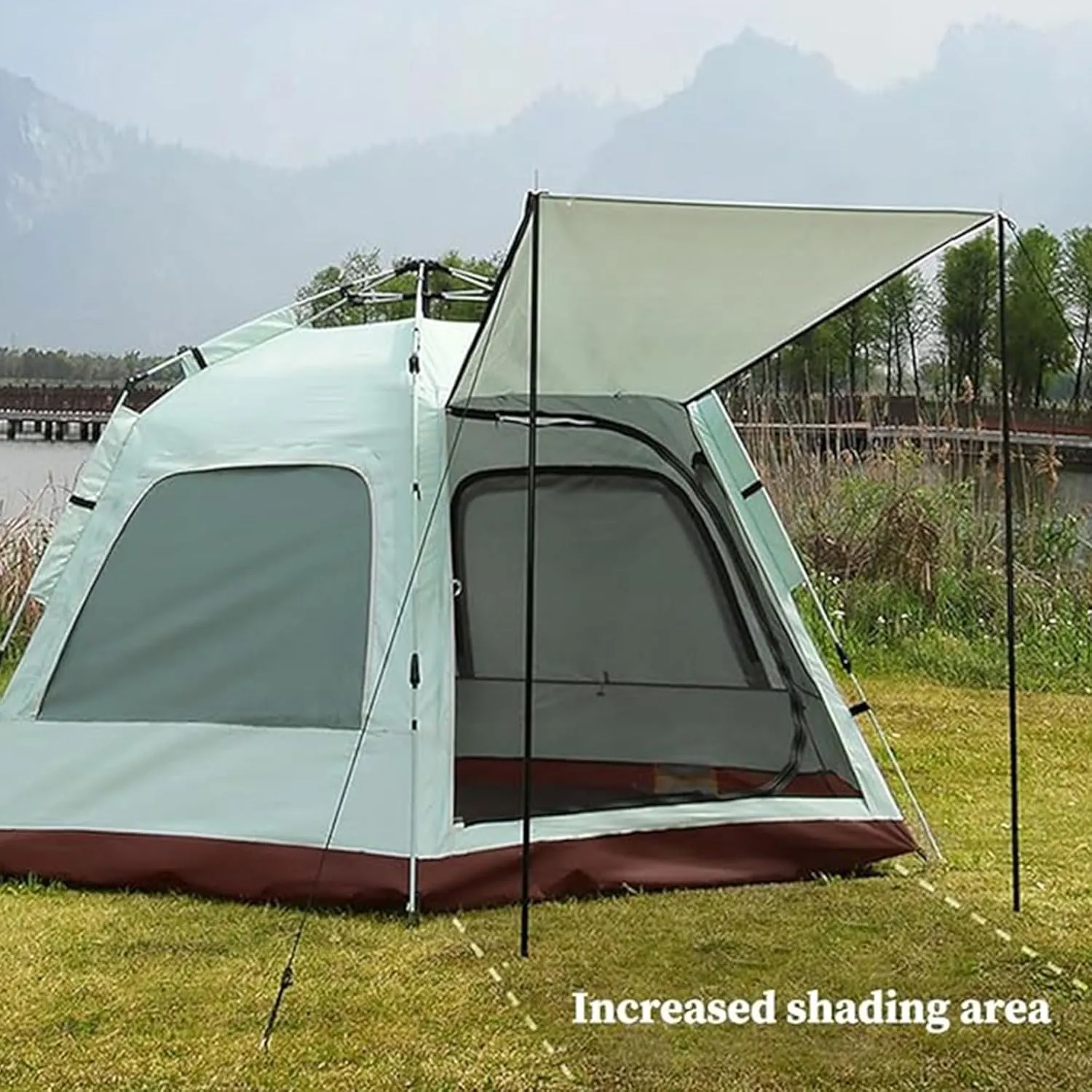 3-5 Person Tents for Camping, Instant Pop-Up Family Tent with Vestibule & Mesh Windows, Portable Lightweight Cabin Tent for Beach, Garden, Camping, Fishing, Picnic
