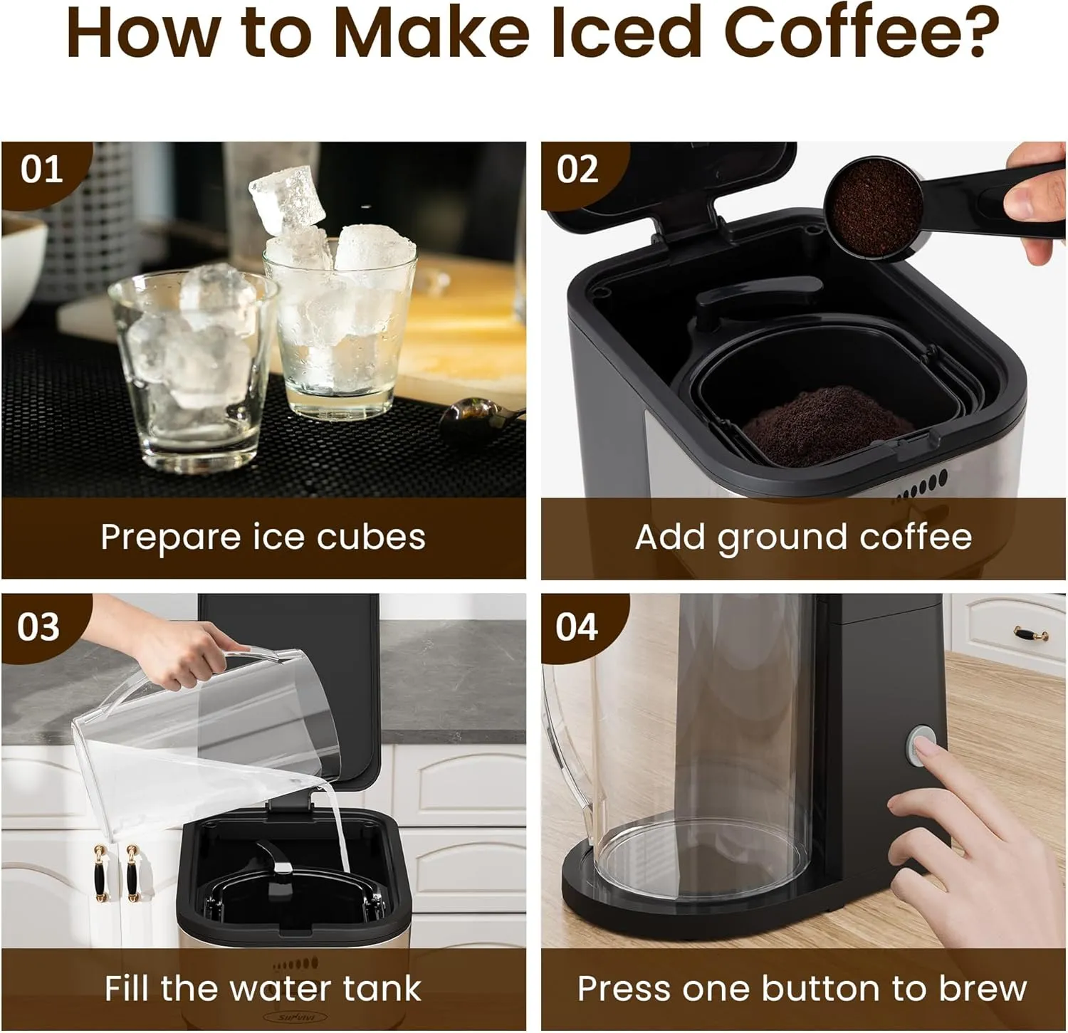 3-in-1 Coffee and Tea Machine Brewing System with 2.5 Quart Pitcher, Iced Tea Maker and Iced Coffee Maker, Strength Selector, Perfect For Tea, Coffee, Lattes, Lemonade