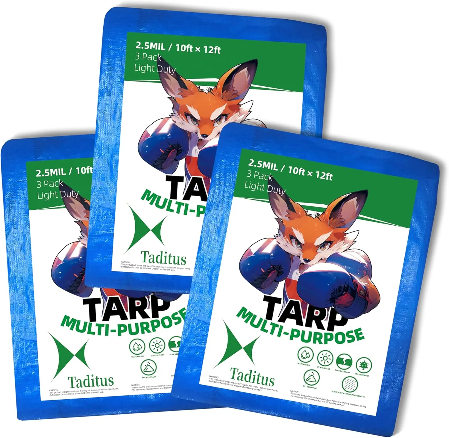 3 in a Pack, Maximize Value, Minimize Cost, Multipack Advantage with Budget-Friendly Poly Tarps, 2.5 Mil Cheap Large Light Tarps, Multipurpose Waterproof Protective Cover, 10x12 Feet, Blue