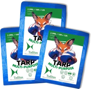 3 in a Pack, Maximize Value, Minimize Cost, Multipack Advantage with Budget-Friendly Poly Tarps, 2.5 Mil Cheap Large Light Tarps, Multipurpose Waterproof Protective Cover, 10x12 Feet, Blue