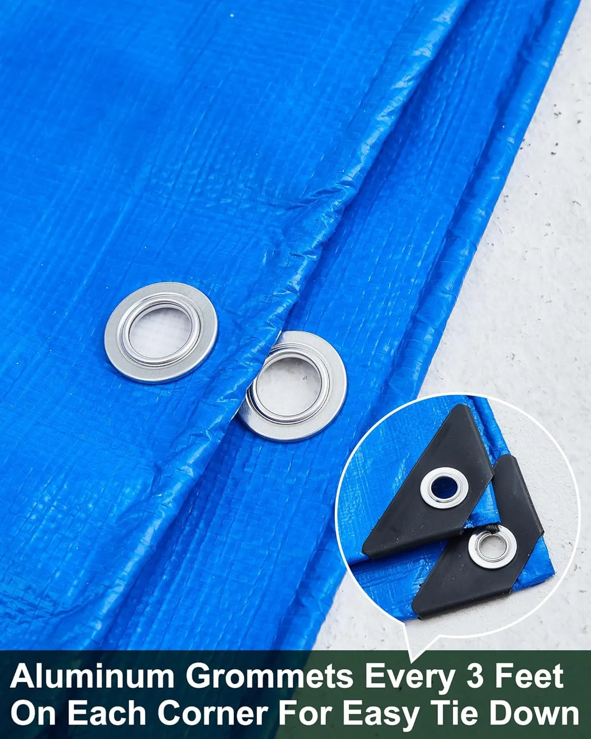 3 Pcs Large Waterproof Tarp 10 x 12 ft Heavy Duty 5.5 Mil Thick Poly Tarpaulin with Grommets Multipurpose Protective Cover for Summer Home Boats Cars Camping RV Pool Tent