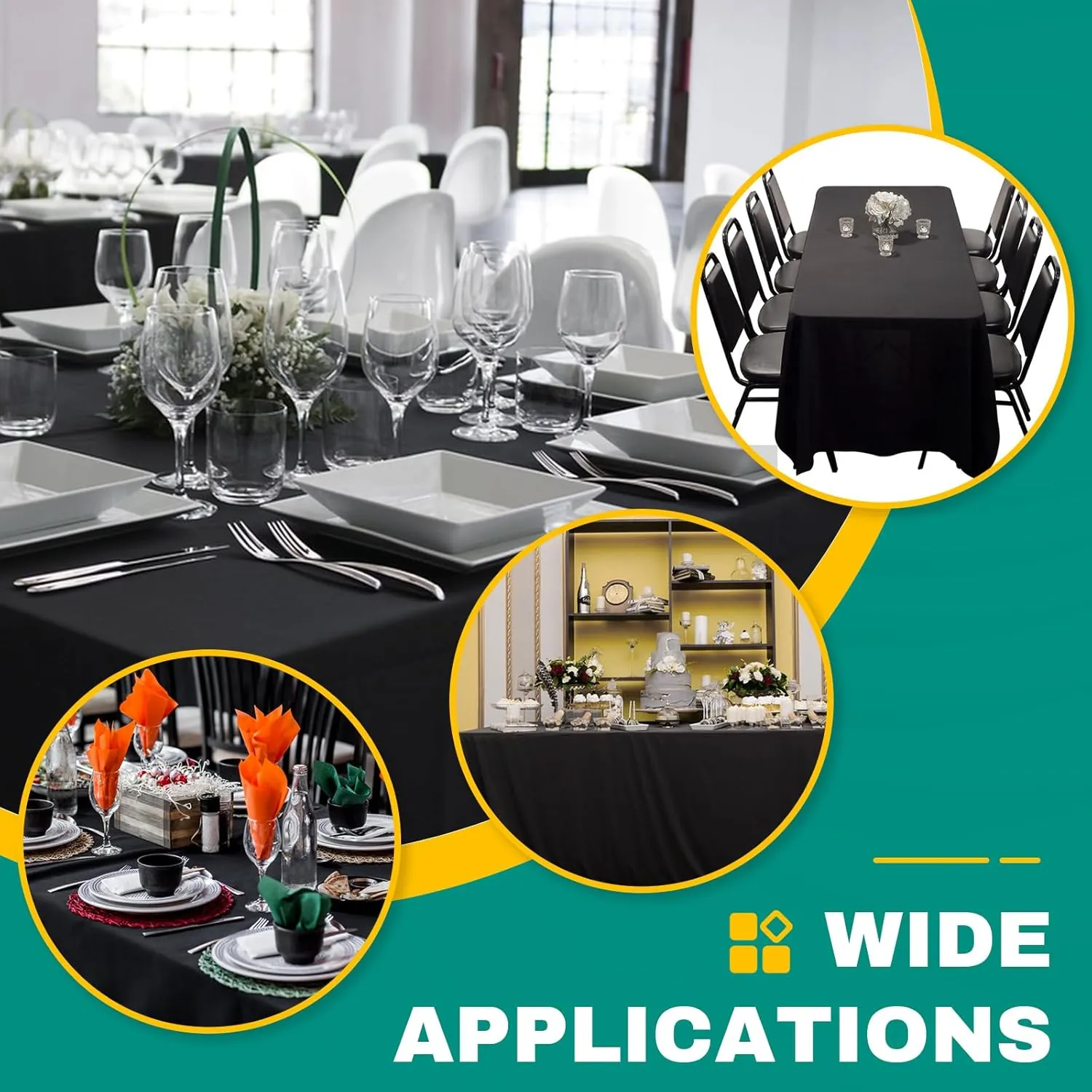 30 Pack Black Plastic Table Cloths Disposable，54 x 108 Inches Plastic Table Cover for Rectangle Tables，Disposable Tablecloth for Dinning，Parties，BBQ，Wedding，Outdoor