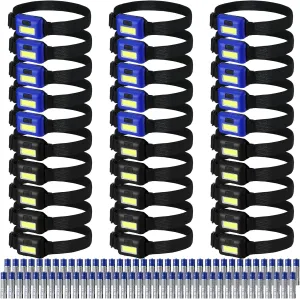 30 Pcs Led Headlamp Flashlight for Adults Outdoor Flashlight Headlamps with Adjustable Headband Waterproof Head Lights for Forehead with 3 Modes 90 AAA Batteries for Work Family Camp Run Read