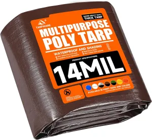 30'x30' Brown/Black Heavy Duty Waterproof Full Size Tarp, Durable Poly Tarpaulin with Grommets&Reinforced Edges, UV Resistant Tarp Cover for Vehicle/Pool Cover/Boat/Tent/Construction site