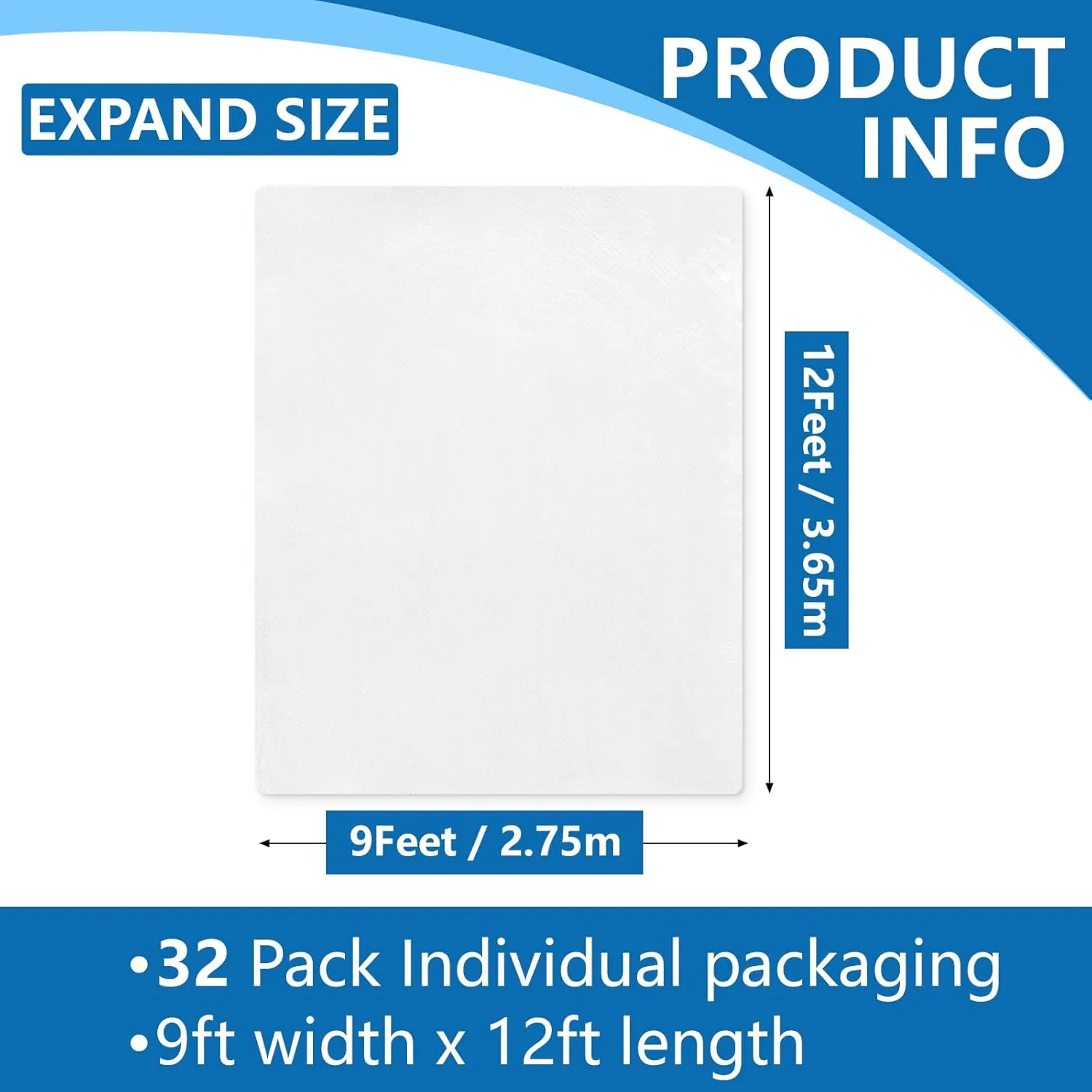 32 Pieces Drop Cloth for Painting, 9 x 12 Feet Plastic Sheeting, Painters Tarp, Waterproof Covers for Furniture, Dustproof