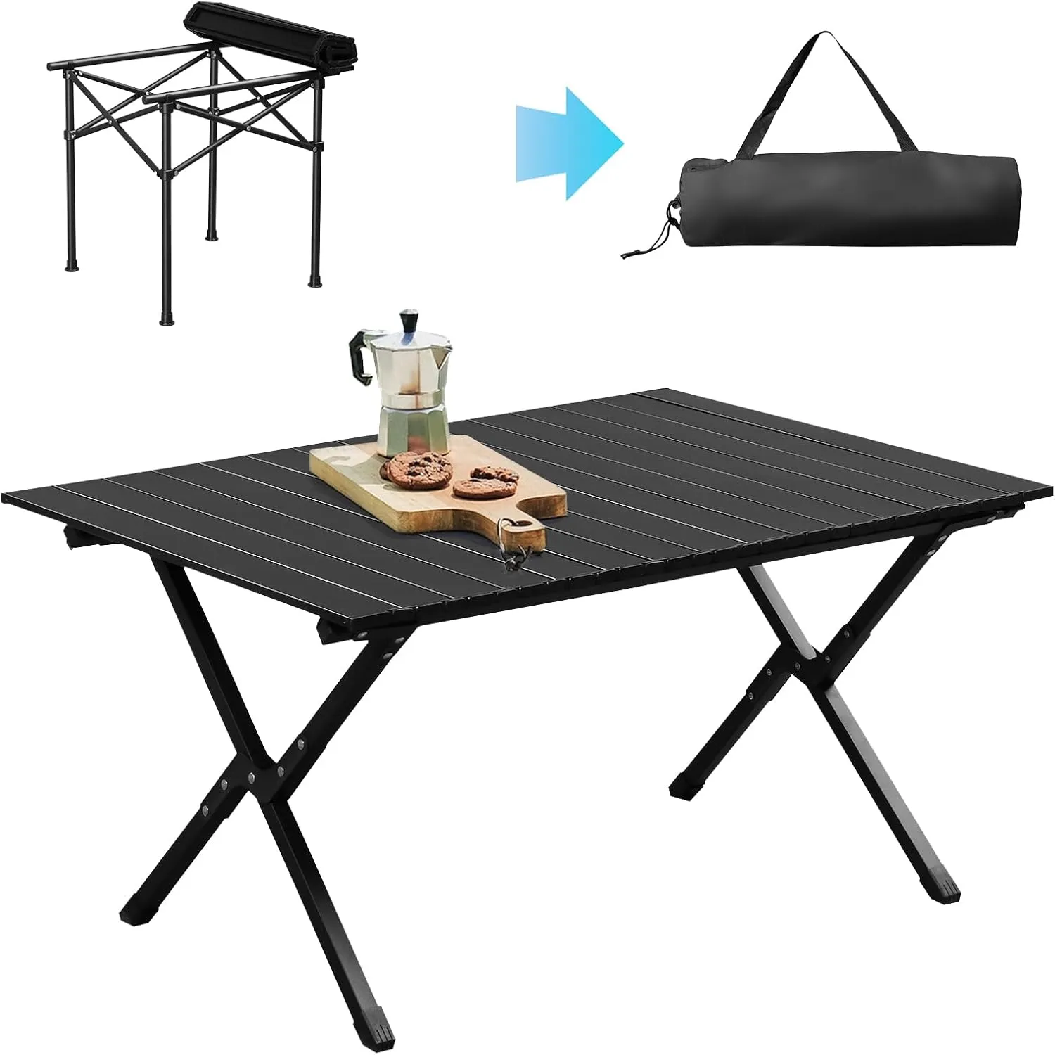 34x24 in Patio Small Side Table Wooden Square Side End Table Lightweight Roll up Side Table Outdoor Camp Table Portable Picnic Table for Living Room Garden Backyard