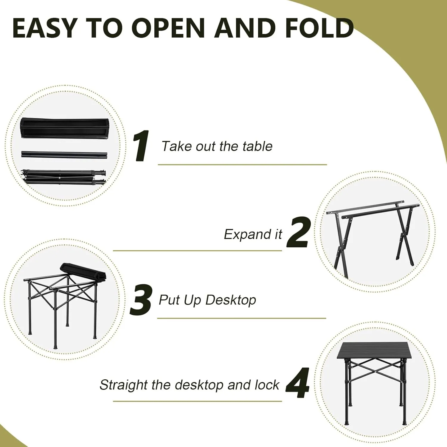 34x24 in Patio Small Side Table Wooden Square Side End Table Lightweight Roll up Side Table Outdoor Camp Table Portable Picnic Table for Living Room Garden Backyard