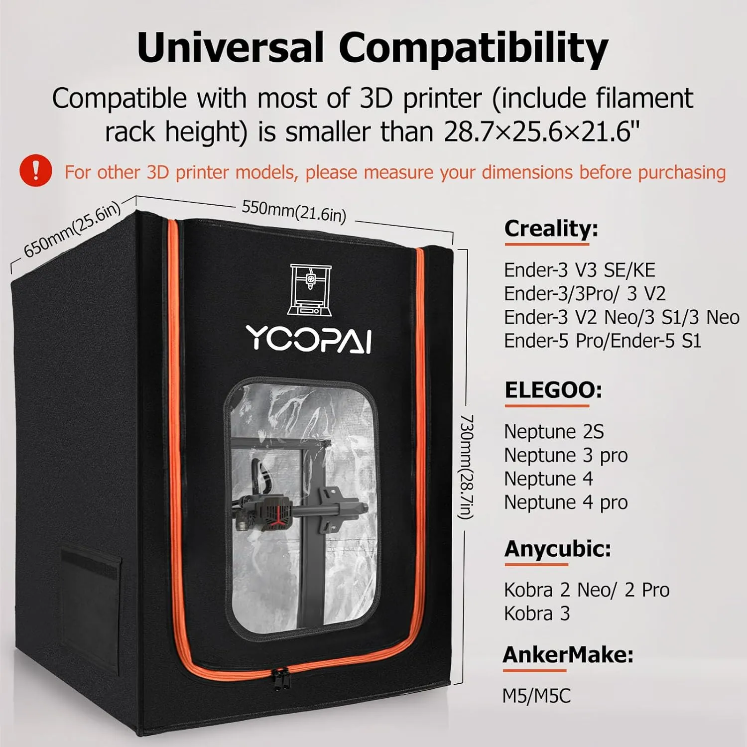 3D Printer Enclosure with LED Lighting, Fireproof Dustproof Tent Constant Temperature Protective Cover for Creality Ender 3 V3 SE/KE/Ender 3/Ender 3 Pro/Ender 3V2/Ender 3S1/Neo/Anycubic Elegoo, Medium
