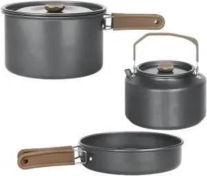 3L Large Capacity Outdoor Camping Pot, Multifunctional Foldable Frying Pan, Five-in-one Portable Aluminum Alloy Cookware Set
