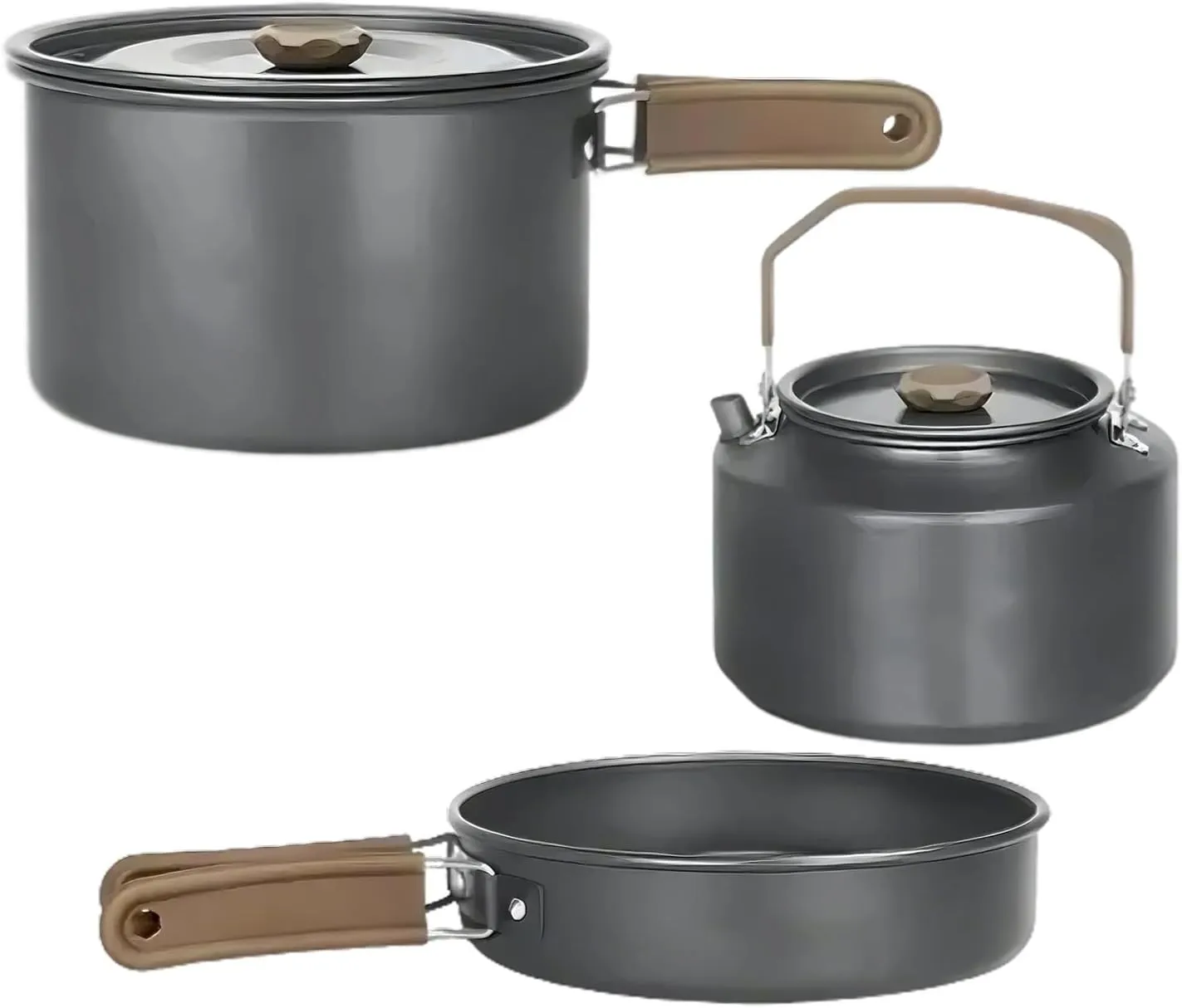 3L Large Capacity Outdoor Camping Pot, Multifunctional Foldable Frying Pan, Five-in-one Portable Aluminum Alloy Cookware Set
