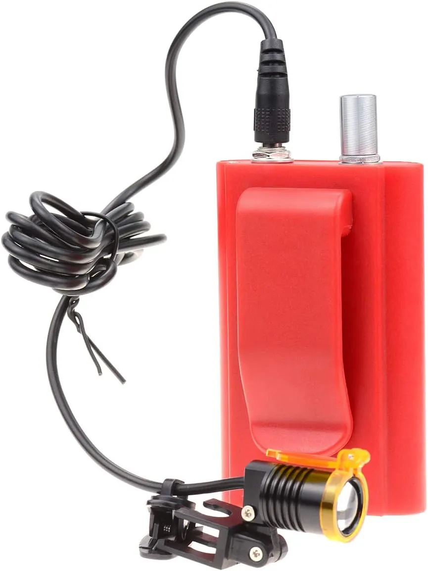 3W Portable Plastic Blet Clip Headlight,Headlamp for Binocular Loupe with Premium Bag (Red), RA-004WGS