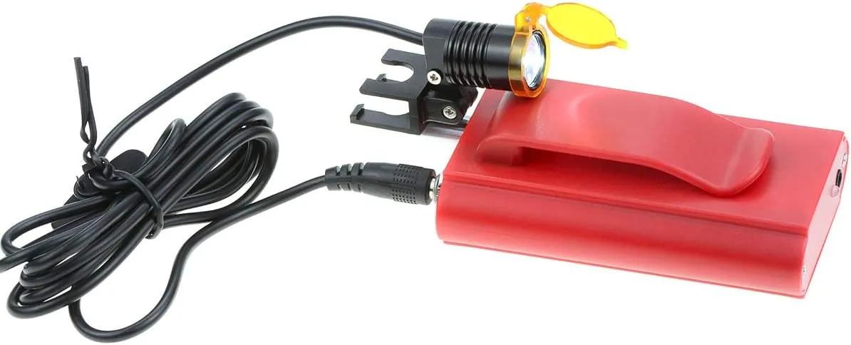 3W Portable Plastic Blet Clip Headlight,Headlamp for Binocular Loupe with Premium Bag (Red), RA-004WGS