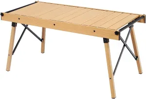 4-6 People Camping Table, Roll-Up Lightweight Picnic Table, Portable Folding Table for Hiking, Backpacking, Fishing & Outdoor Use (Black)(Beige)