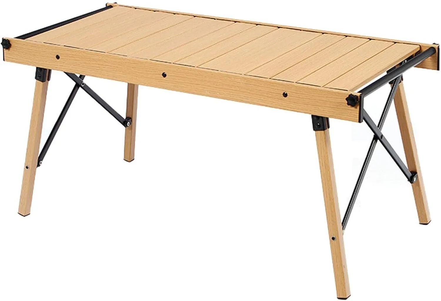 4-6 People Camping Table, Roll-Up Lightweight Picnic Table, Portable Folding Table for Hiking, Backpacking, Fishing & Outdoor Use (Black)(Beige)