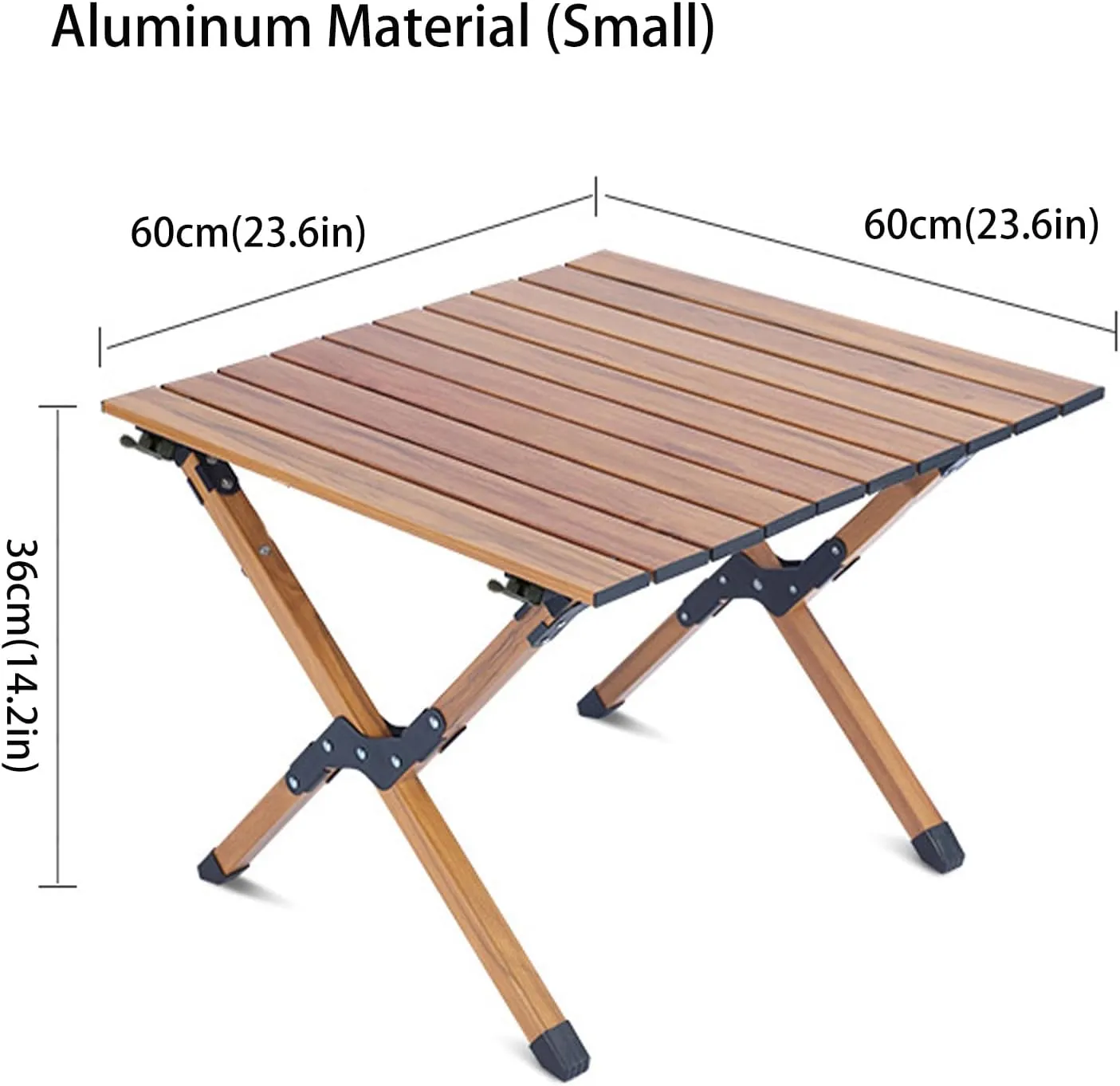 4-6 People Camping Table, Roll-Up Lightweight Picnic Table with Large Aluminum Tabletop & Carrying Bag, Portable Outdoor Folding Table for Hiking, Backpacking & Fishing(Carbon Steel Wood Gra