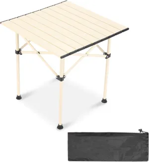4-6 People Camping Table, Roll-Up Lightweight Picnic Table with Large Aluminum Tabletop & Carrying Bag, Portable Outdoor Folding Table for Hiking, Backpacking & Fishing(Carbon Steel Yellow,L