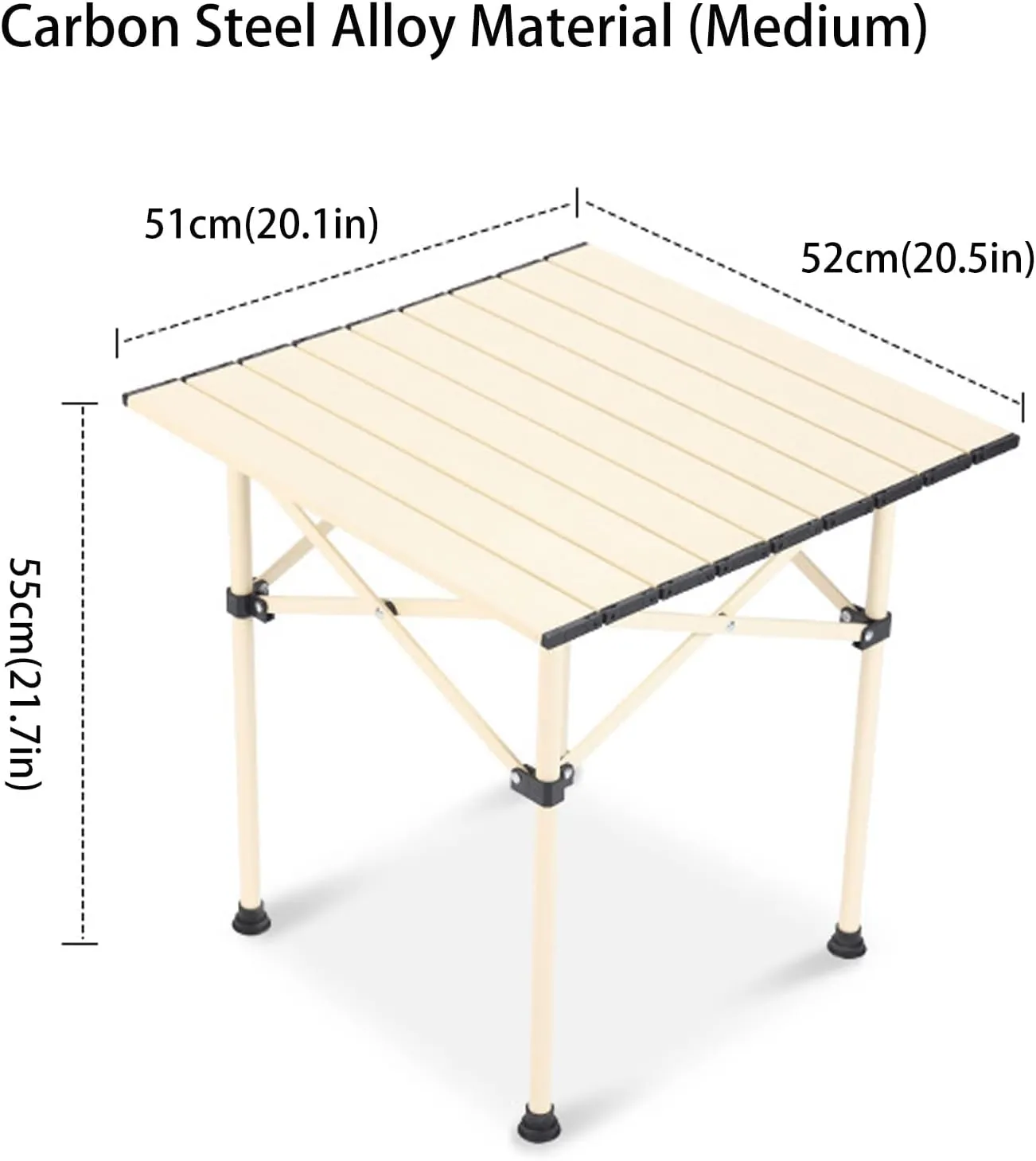 4-6 People Camping Table, Roll-Up Lightweight Picnic Table with Large Aluminum Tabletop & Carrying Bag, Portable Outdoor Folding Table for Hiking, Backpacking & Fishing(Carbon Steel Yellow,L