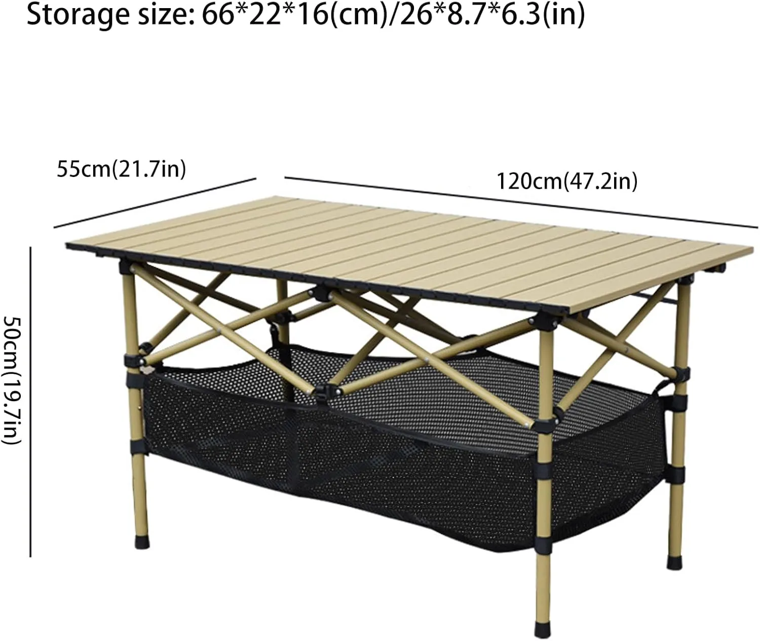 4-6 Persons Portable Outdoor Folding Table, Camping Folding Table with Mesh Bag, Roll Up Lightweight Picnic Table for Hiking, Backpacking and Fishing