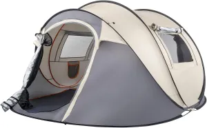 4-Person Easy Pop Up Tent,Pop Up Tent, Waterproof 2 Doors-Instant Family Tents for Camping Hiking & Traveling,Waterproof Instant Family Tents,Grey