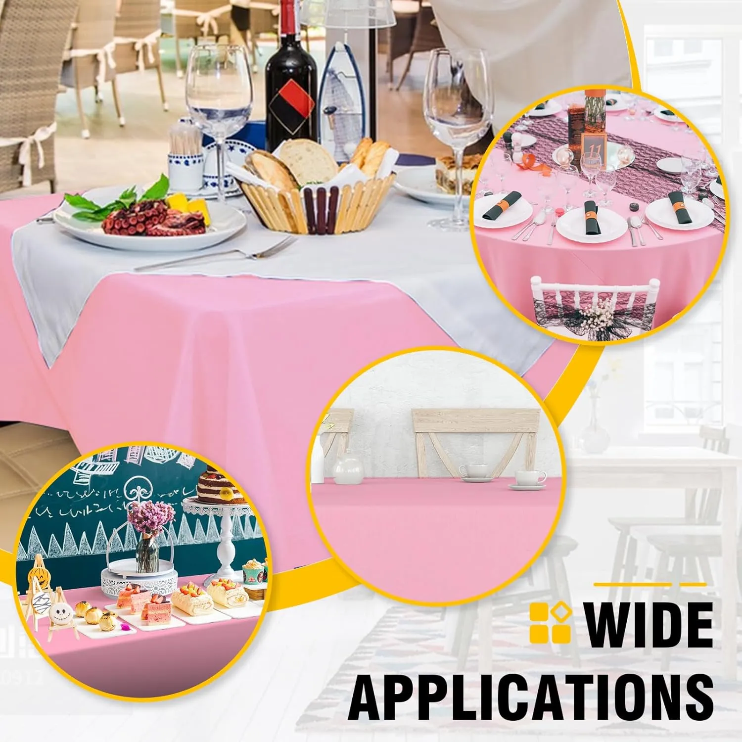 40 Pack Pink Plastic Table Cloths Disposable，54 x 108 Inches Plastic Table Cover for Rectangle Tables，Disposable Tablecloth for Dinning，Parties，BBQ，Wedding，Outdoor